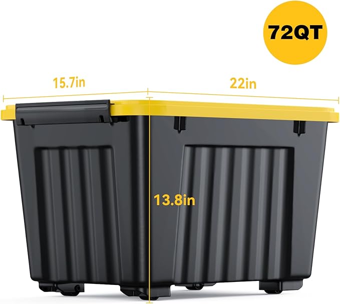 Nazhura 72 Quart Plastic Storage Bin, Stackable and Nestable Storage Boxes - Image 3
