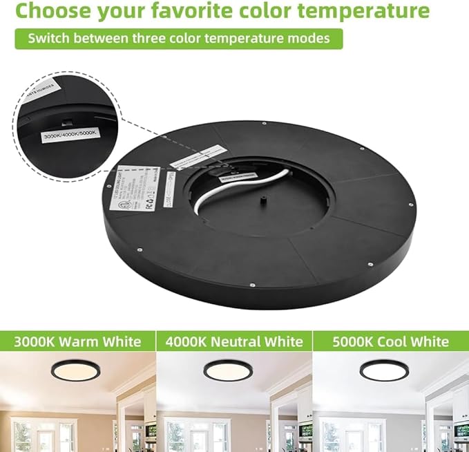 hykolity 2 Pack 12 Inch Selectable CCT LED Round Flat Panel Light, - Image 3