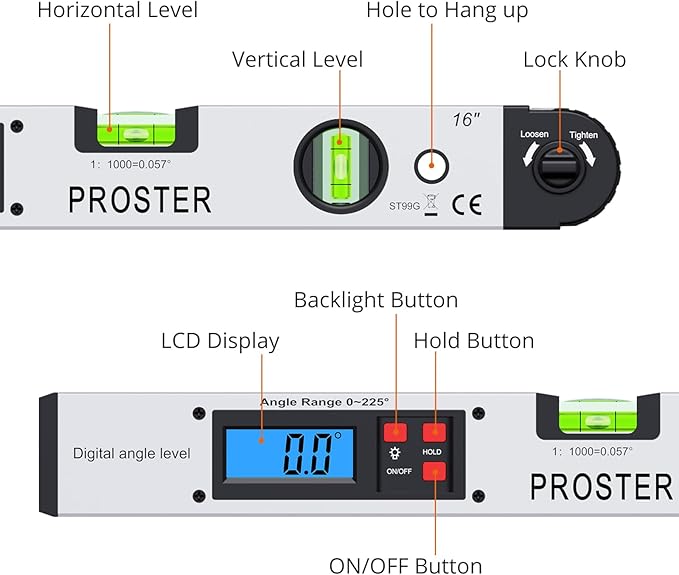 Proster 0-225° Digital Angle Finder Protractor - Image 2