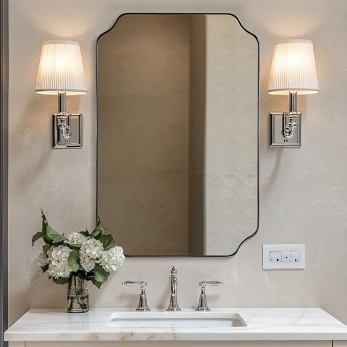 ANDY STAR Chrome Bathroom Mirror, 24x36 Inch Polished Chrome Rectangle Mirror by ANDYSTAR
