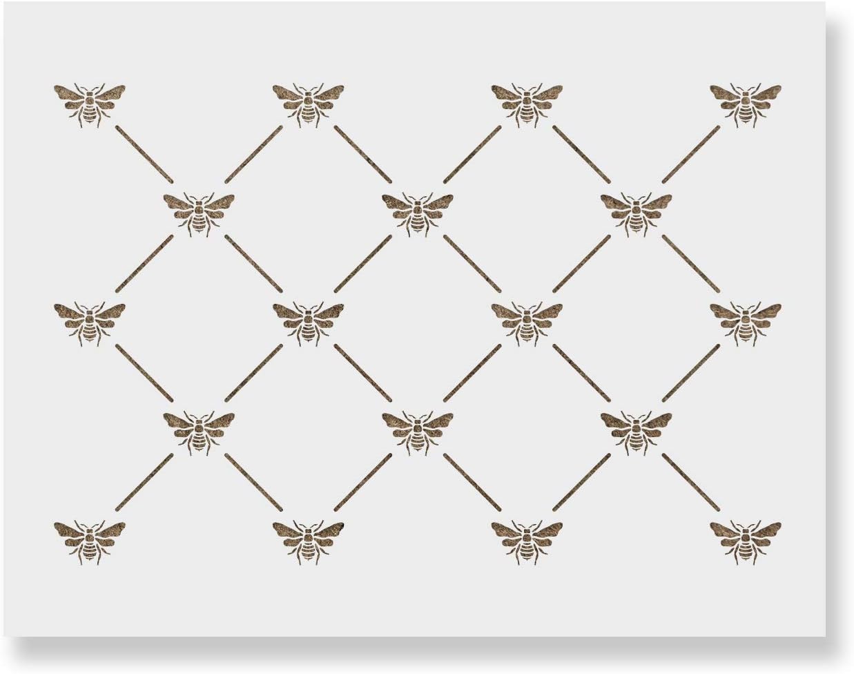 French Bee Trellis Stencil - DIY Wallpaper Alternative - Easily Brighten Up Your Home with This Reusable Wall Pattern Stencil