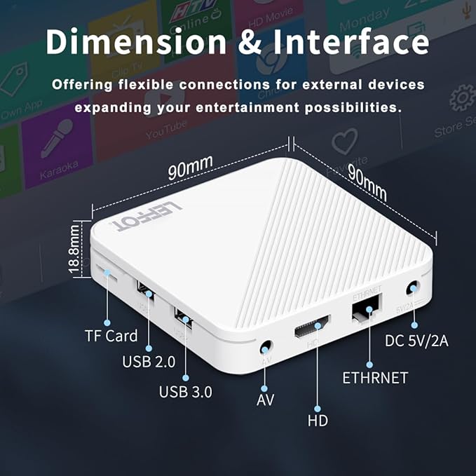 Android 14.0 TV Box 2025, LEFFOT H313 4K Ultra HD Streaming Device - Image 7