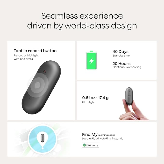 Plaud NotePin S AI Voice Recorder, Wearable AI Notetaker, AI Transcribe & - Image 7