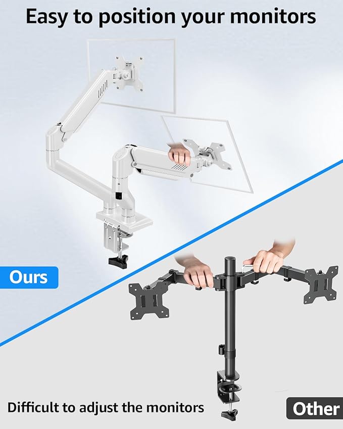 Dual Monitor Stand fits up to 32 inch, 4.4-22 lbs Computer Screens, Dual - Image 9