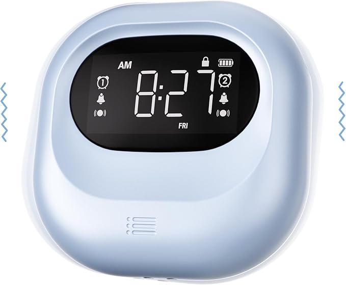 Vibrating Alarm Clock for Heavy Sleepers, Battery Operated Rechargeable Bed by Mesqool
