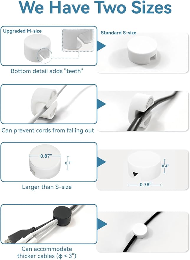 Maveek Magnetic Cable Clips White, Cord Organizer Magnet Silicone Cord - Image 5