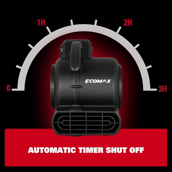 ECOMAX Air Mover, 950 CFM, Floor Fan, Carpet Dryer, Blower Fan, 3-Speed Mode - Image 4