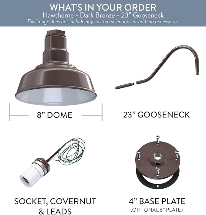 Steel Lighting Co. Hawthorne Barn Light | Outdoor Wall Mounted | 8 inch Dome | - Image 6