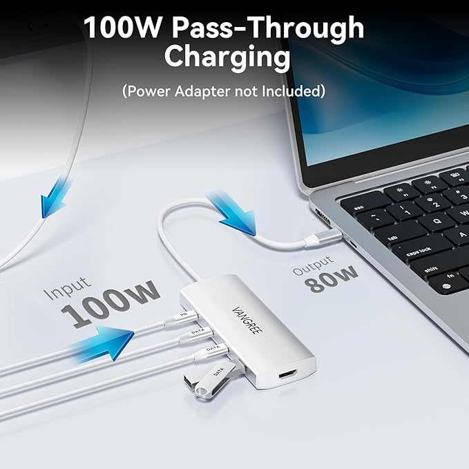 USB C Hub 8 in 1 Multiport Adapter, 3 USB 3.2 Gen 2 Ports - Image 4