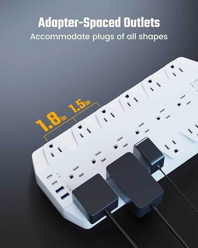 Power Strip Surge Protector, SUPERDANNY 18 Outlets - Image 3