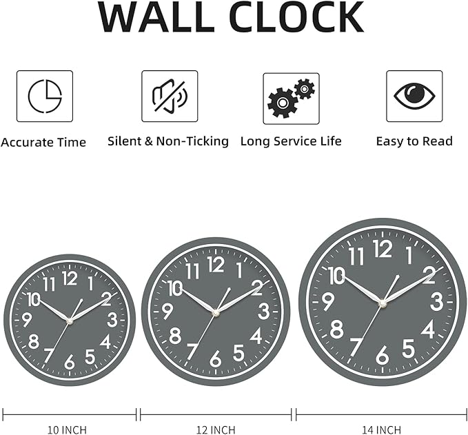 AKCISOT Wall Clock Bathroom 10 Inch Analog Small Wall Clocks Battery Operated - Image 3