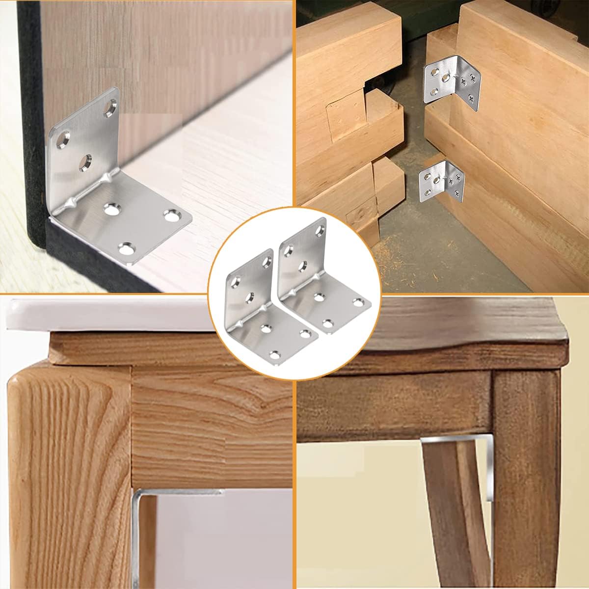 20PCS L Brackets Corner Bracket 1.5"x1.5"x1.5", Heavy Duty Corner Brace for Wood, Right Angle Brackets, 40MM 1.5Inch Wide 90 Degree Bracket for Wooden Frame Furniture Shelves Chairs
