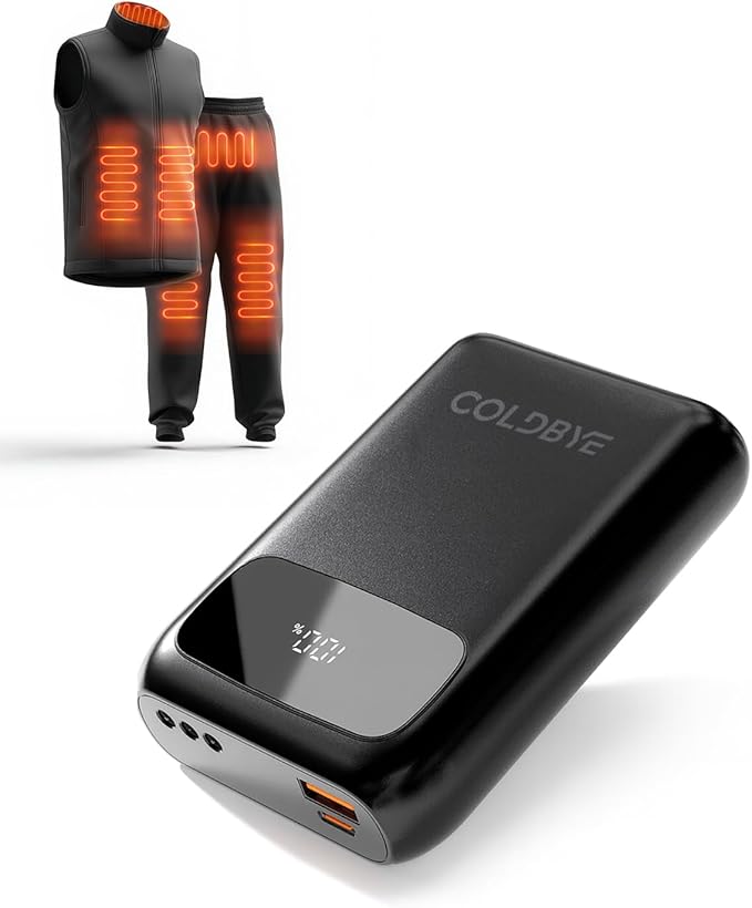 ColdBye Heated Vest Battery Pack . 5 , Type-C and USB by COLDBYE