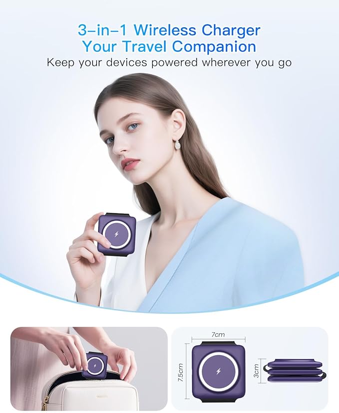 Iseyyox Charging Station for Mag Safe Apple - 3 in 1 Magnetic Foldable Wireless - Image 2
