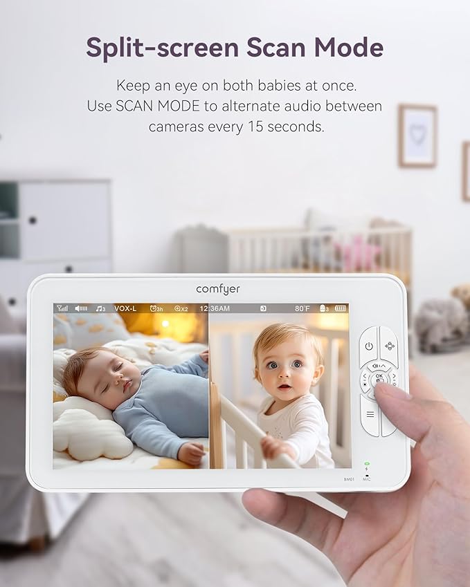 Comfyer 7" HD Split-Screen Baby Monitor - Image 3
