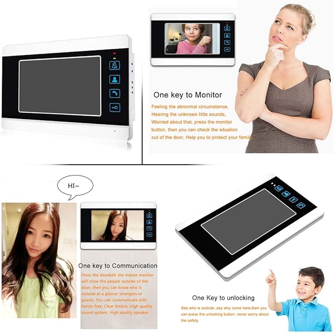AMOCAM Video Doorbell Intercom System, 7 Inches Alloy Panel Monitor HD Camera - Image 4