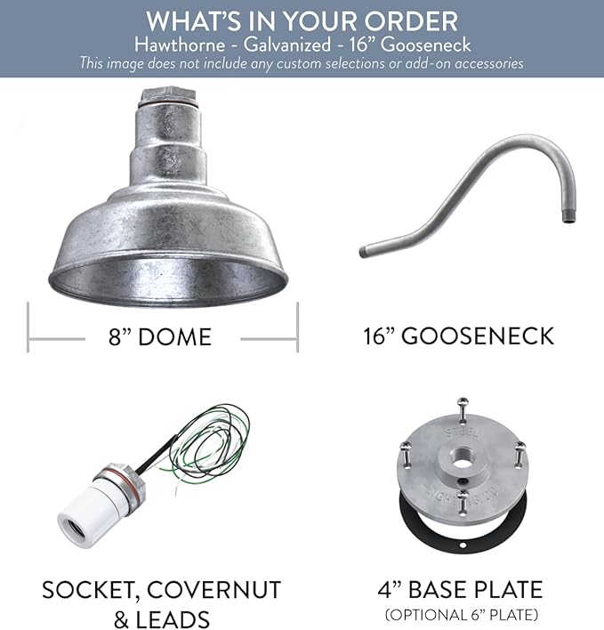 Steel Lighting Co. Hawthorne Barn Light | Outdoor Wall Mounted | 8 inch Dome | - Image 6