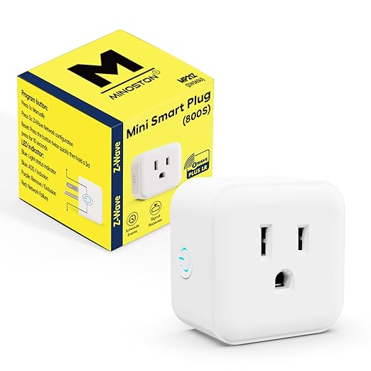 Minoston Smart Plug, 15A Mini Z-Wave 800 Series Plug-in Socket by Minoston