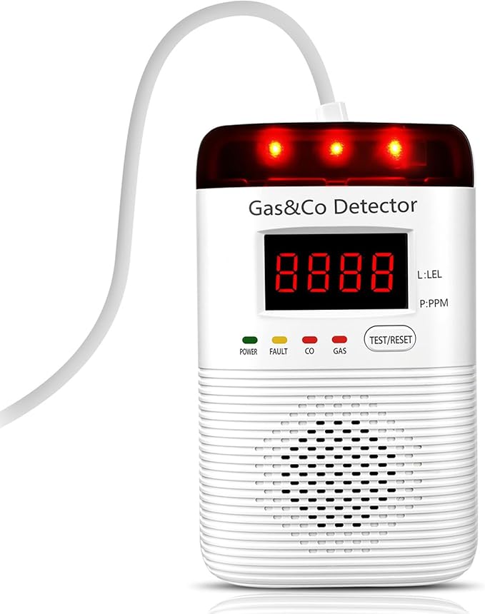 Combination Gas & Carbon Monoxide Detectors Plug in, 2-in-1 Gas Leak Detector & by COCHYSCELA
