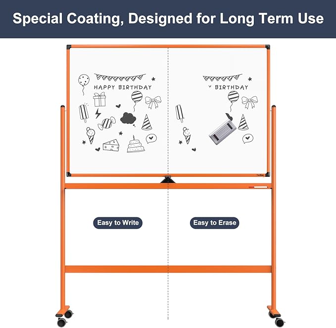 Whiteboard on Wheels, 48x32 Inches Mobile Whiteboard, Rolling Dry Erase Board - Image 5