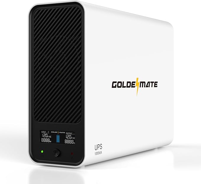 GOLDENMATE 1000VA/600W Lithium UPS Battery Backup and Surge Protector, Backup by GOLDENMATE