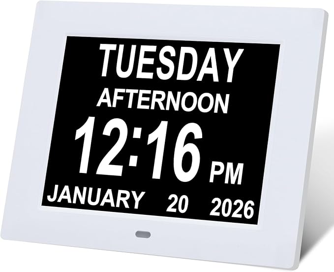Digital Dementia Alarm Clock 8 inch Large Display, Electronic Calendar Clock by Irednolwwillgiveyouthebest