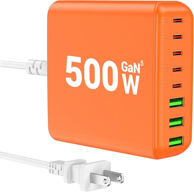 500W USB C Charger Block, 8-Port USB C Charging Station Fast Charging PD 120W by BURUDU