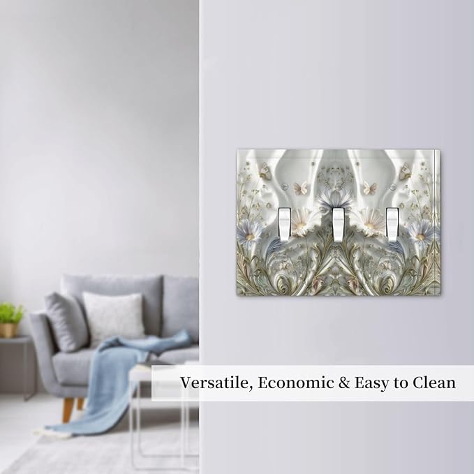 Bvtewkhz Boho Floral Wild Flower 3 Gang Triple Toggle Decorative Light Switch - Image 6