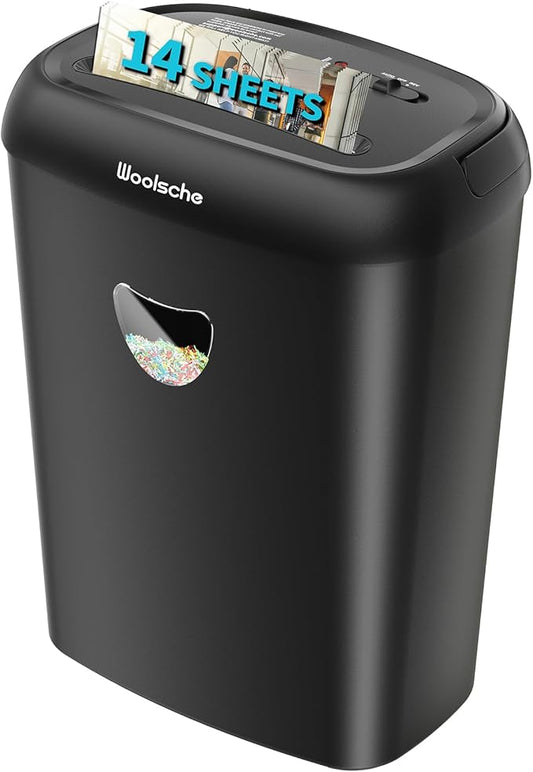 Home Office Paper Shredder, 14-Sheet Cross Cut by Woolsche