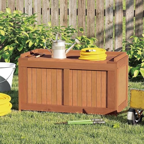tangkula 52 gallon wood outdoor storage box, 3-in-1 shown in use