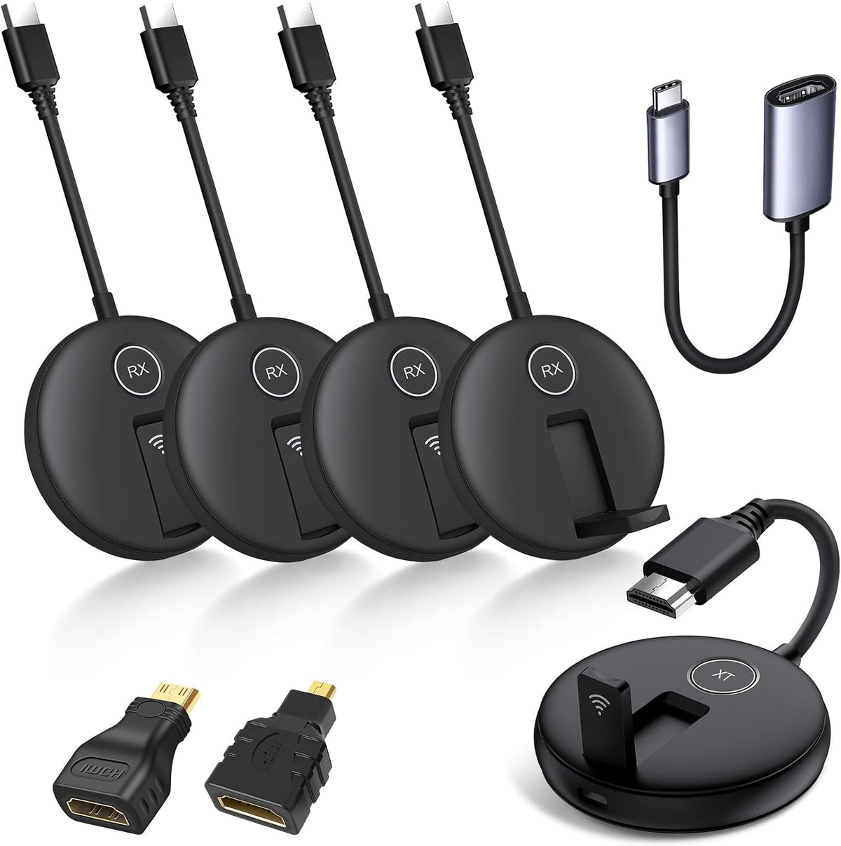 YUYUNLOMN Wireless HDMI Four Receivers and Transmitter, Splitter Plug and Play
