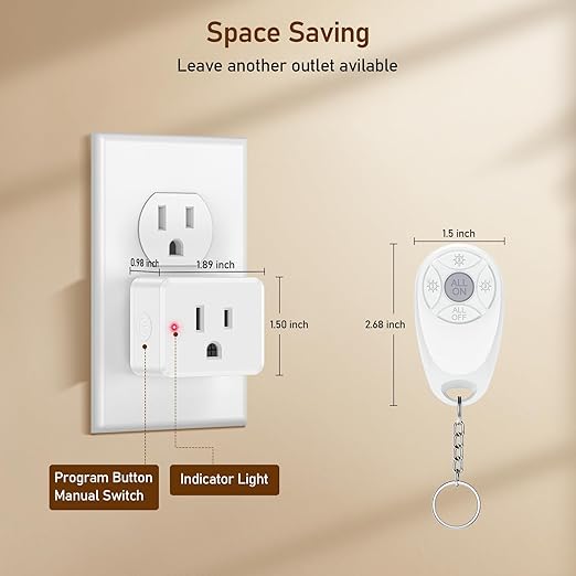 Thinkbee Remote Control Outlet, 15A /1500W 300ft RF Range Wireless Light Switch - Image 6