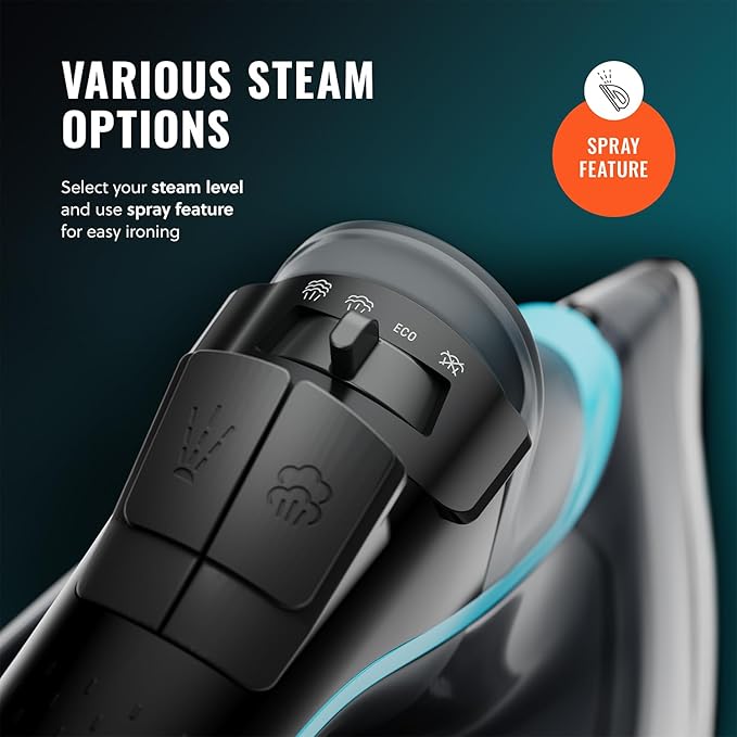 Pursteam SteamBurst+ 1750W Steam Iron, Ceramic Soleplate, Adjustable Steam - Image 5