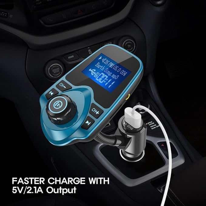 Nulaxy Bluetooth Car FM Transmitter Audio Adapter Receiver Wireless Handsfree - Image 6