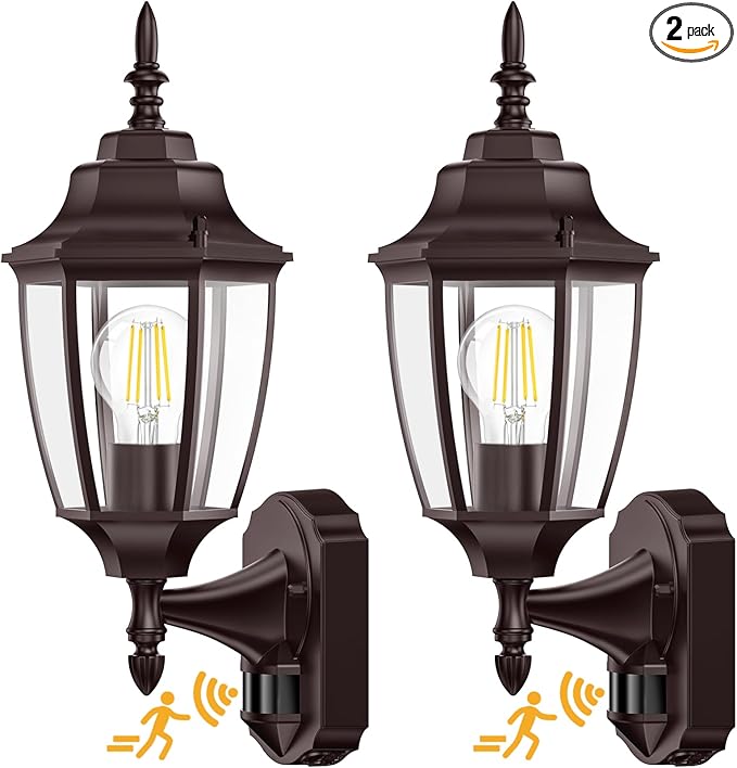 Lamomo Outdoor Wall Sconce, 2 Pack Dusk to Dawn Motion Sensor Bronze Outdoor by Lamomo