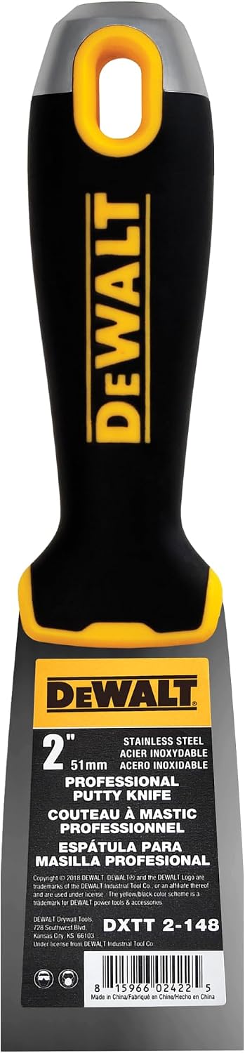 DEWALT 2" Putty Knife | Stainless Steel w/Soft Grip Handle | DXTT-2-148