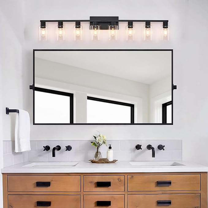 8 Light Bathroom Vanity Light, Matte Black Bathroom Vanity Lights Over Mirror - Image 4