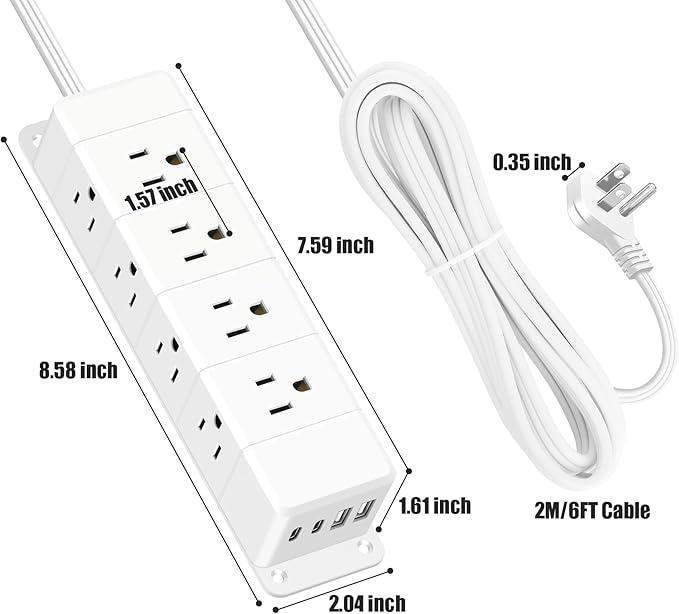 40W Fast Charging Under Desk Power Strip, 12 Outlet Mountable Power Strip - Image 6