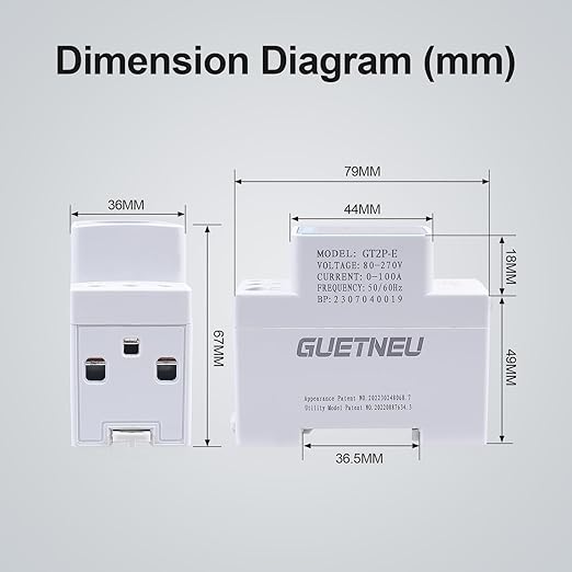 GUETNEU Color Digital Display Energy Meter Multifunction Tester Rail-Mounted - Image 5