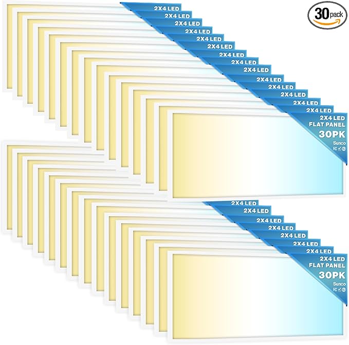 Sunco 30 Pack 2x4 LED Flat Panel Light Drop Ceiling Office Shop Commercial by SuncoLighting