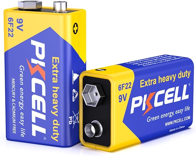 PKCELL 9V Batteries, 2 Pack 9 Volt Batteries Carbon Zinc, 9V Battery by Pkcell