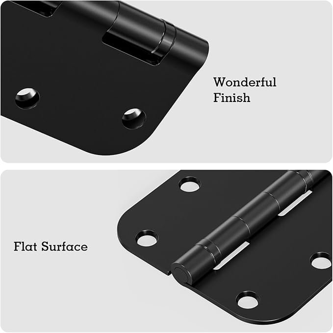 1 Pack Ball Bearing Door Hinges Matte Black 3.5 Inch 5/8" Radius Round Anti - Image 3