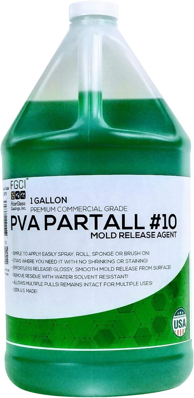 Partall PVA 10 Liquid Mold Release 1 Gallon, Premium Casting Release for Silicone and Resin Molds, Easy Release for Fiberglass and Composite Work | Premium Casting Release for Silicone and Resin Molds, Easy Release for Fiberglass and Composite Work