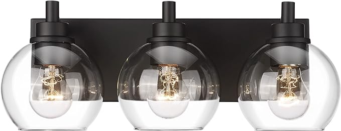 METWET Bathroom Light Fixtures, 3-Light Matte Black Vanity Light, Modern Wall by Metwet