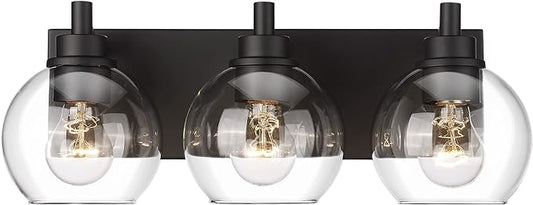 METWET Bathroom Light Fixtures, 3-Light Matte Black Vanity Light, Modern Wall by Metwet