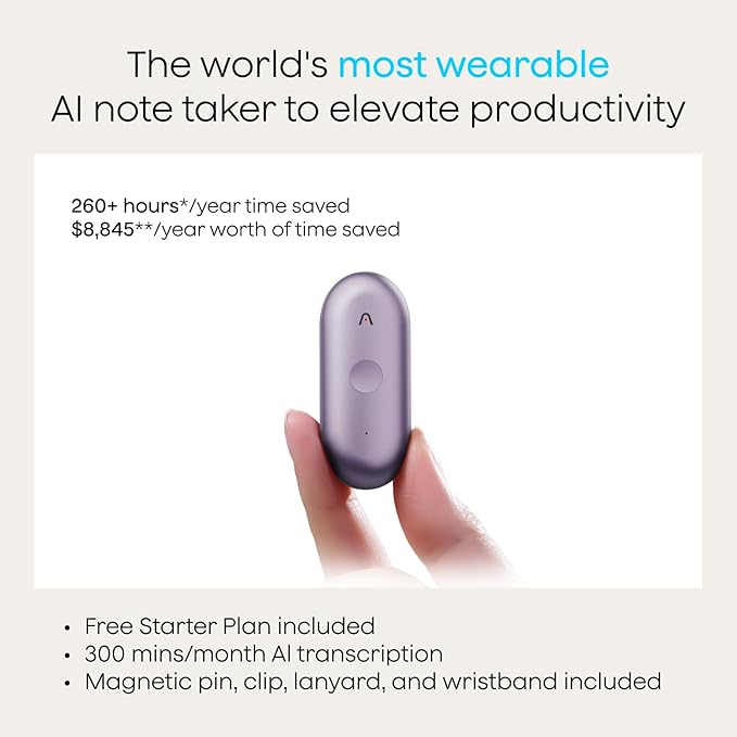 Plaud NotePin S AI Voice Recorder, Wearable AI Notetaker, AI Transcribe & - Image 2