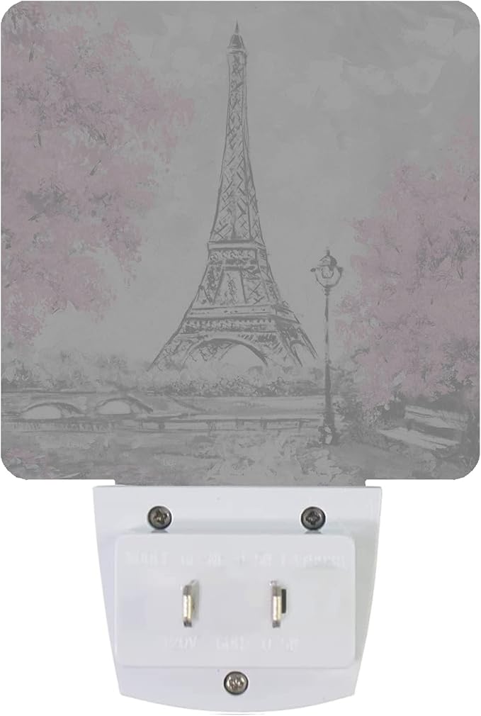 Smoaffly Eiffel Tower Paris Pink Flower Night Light Plug-in LED Nightlights - Image 3