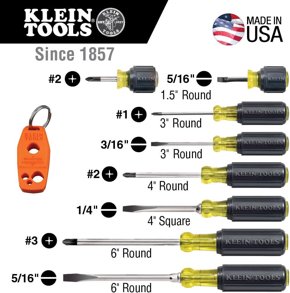 Klein Tools 80021 16-Piece Screwdriver Set with Magnetizer and Klein Tools 85617 8-Piece Precision Screwdriver Set