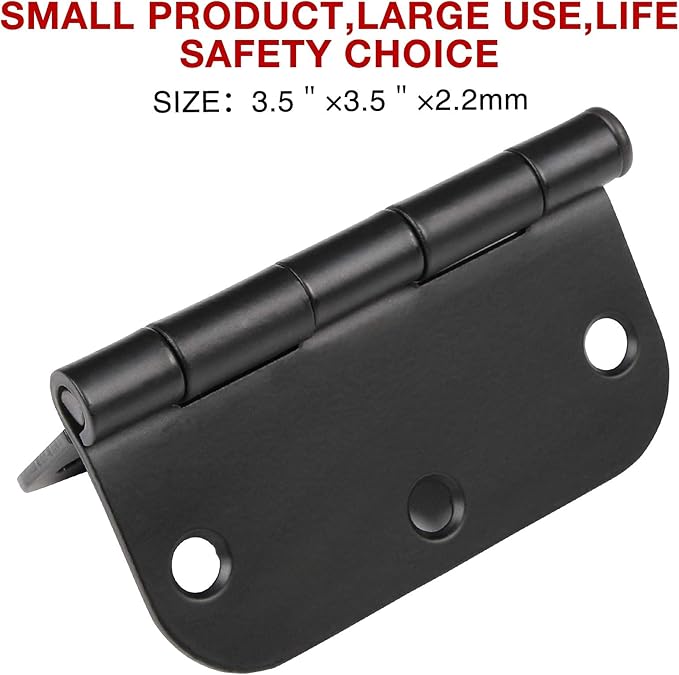 30 Pack Rounded Matte Black Door Hinges 3.5 Inch 5/8" Radius Interior 3 1/2" - Image 3