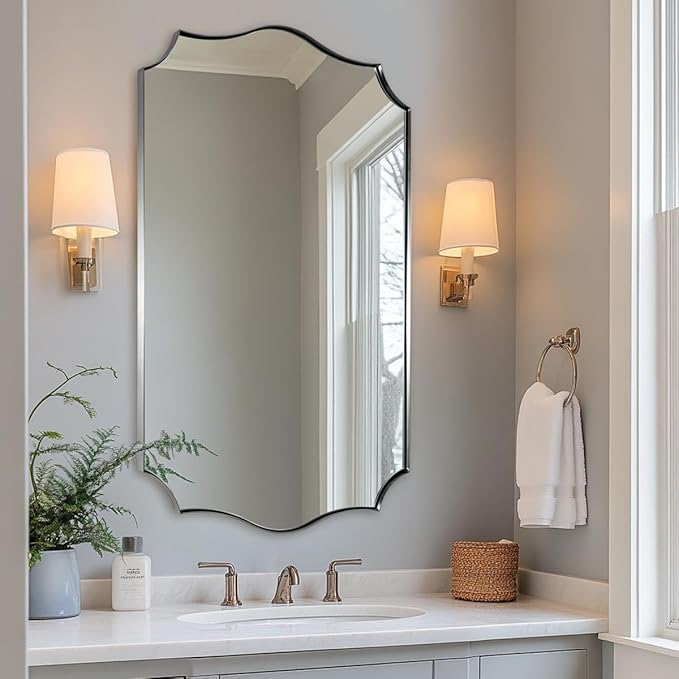 ANDY STAR 24x40 Inch Brushed Nickel Mirror, Unique Rectangle Bathroom Mirror - Image 8